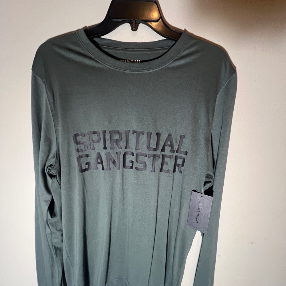 Spiritual Gangster Men's Dark Green Long Sleeve Tee